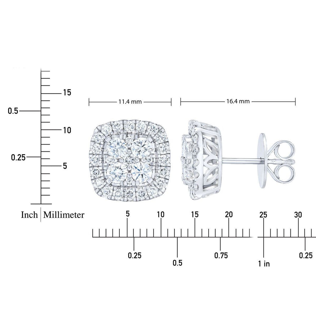 1.50ctw Round Brilliant Cut Diamond Stud Earrings, 14ct White Gold