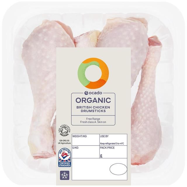 Ocado Organic Free Range Chicken Drumsticks   Typically: 475g