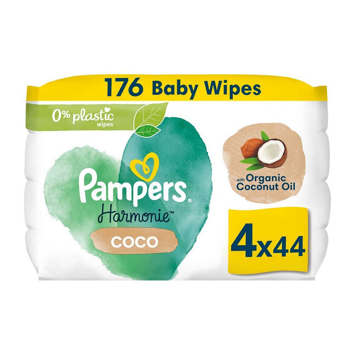 Pampers Harmonie Coco Baby Wipes Plastic Free 4 Packs = 176 Wipes GOODS Boots   