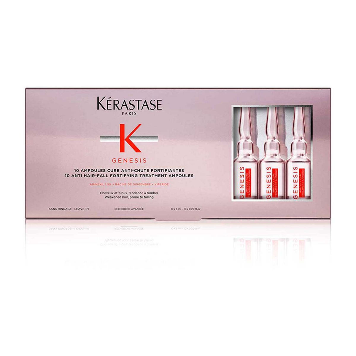 K&eacute;rastase Genesis, Anti Hair-fall Strengthening Treatment, With Ginger Root, Ampoules Cure Anti-Chute Fortifiantes, 10x6ml