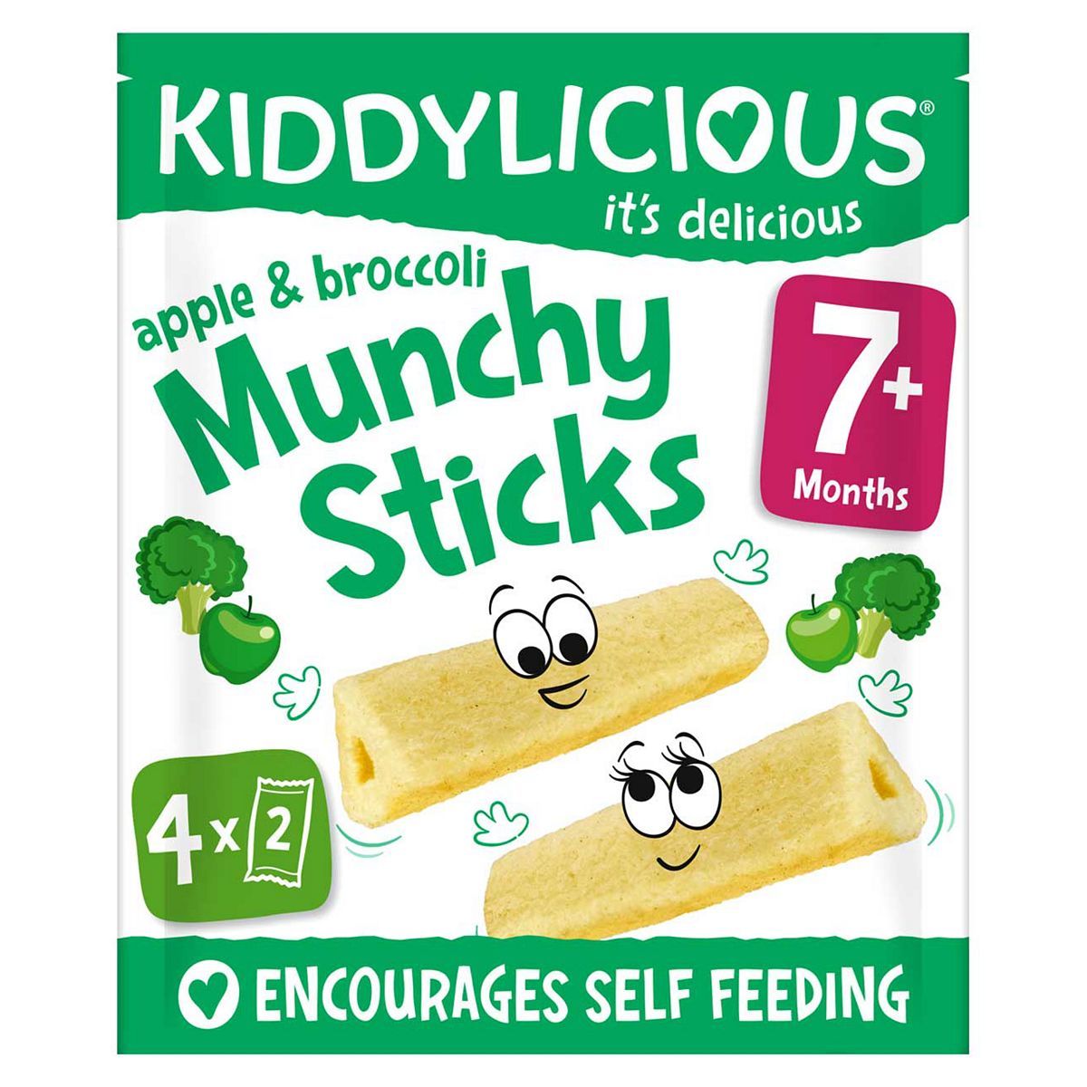 Kiddylicious Munchy Sticks Apple & Broccoli 4 x 4g GOODS Boots   