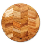 Barbary  Oak Round Acacia Chopping Board Chevron