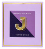 Landon Tyler Alphabet Candle Letter J Bergamot Lime  Basil 140g