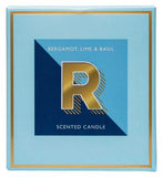 Landon Tyler Alphabet Candle Letter R Bergamot Lime  Basil 140g