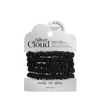 Silver Cloud Black Skinny Satin Scrunchies 5 Pack