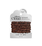 Silver Cloud Chocolate Skinny Satin Scrunchies 5 Pack