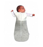 Sweet Dreamers Organic Cotton Baby Sleeping Bag White and Grey Stripes 25 tog
