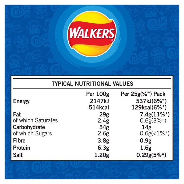 Walkers Cheese & Onion Multipack Crisps   6 per pack