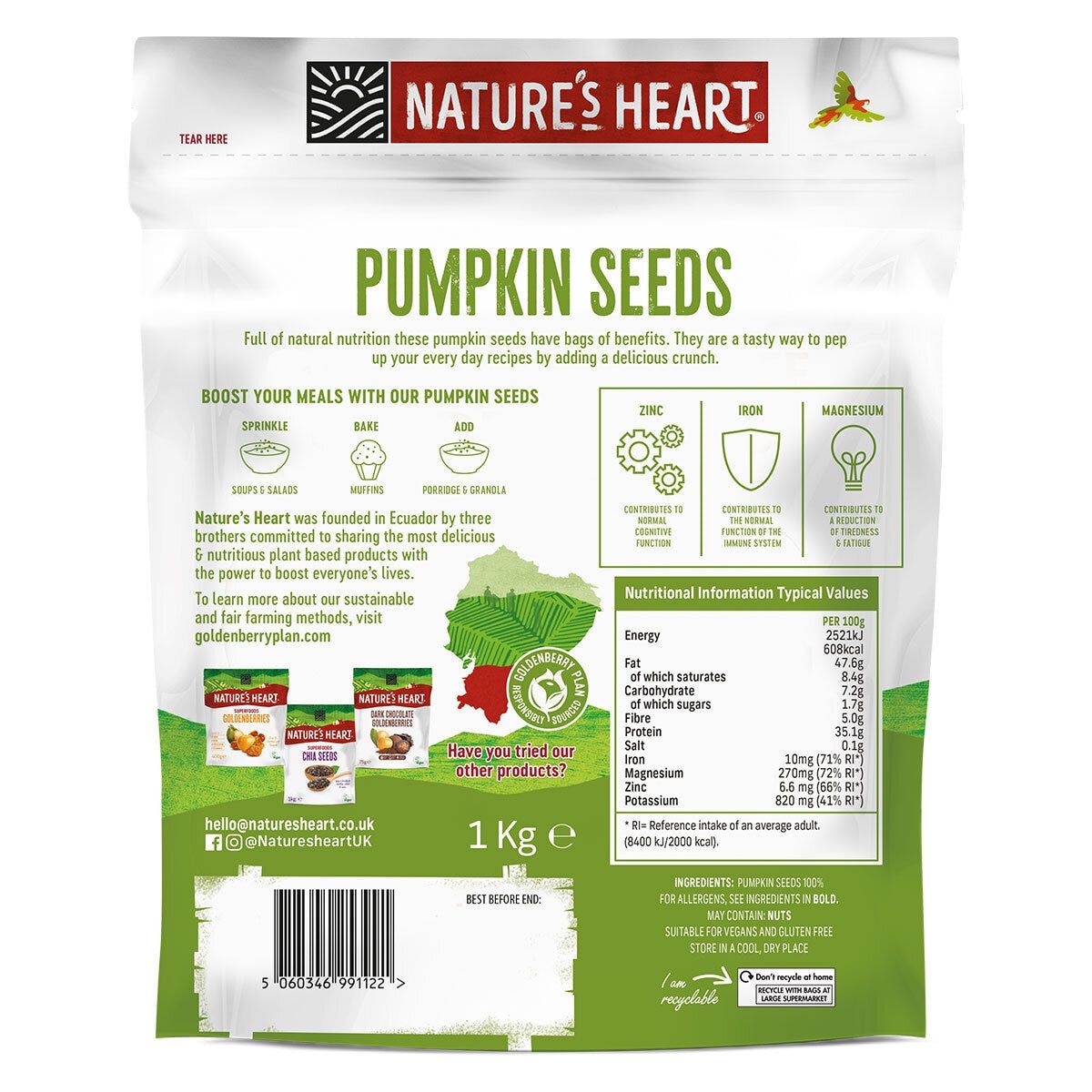 Nature's Heart Pumpkin Seeds, 1kg GOODS Costco UK