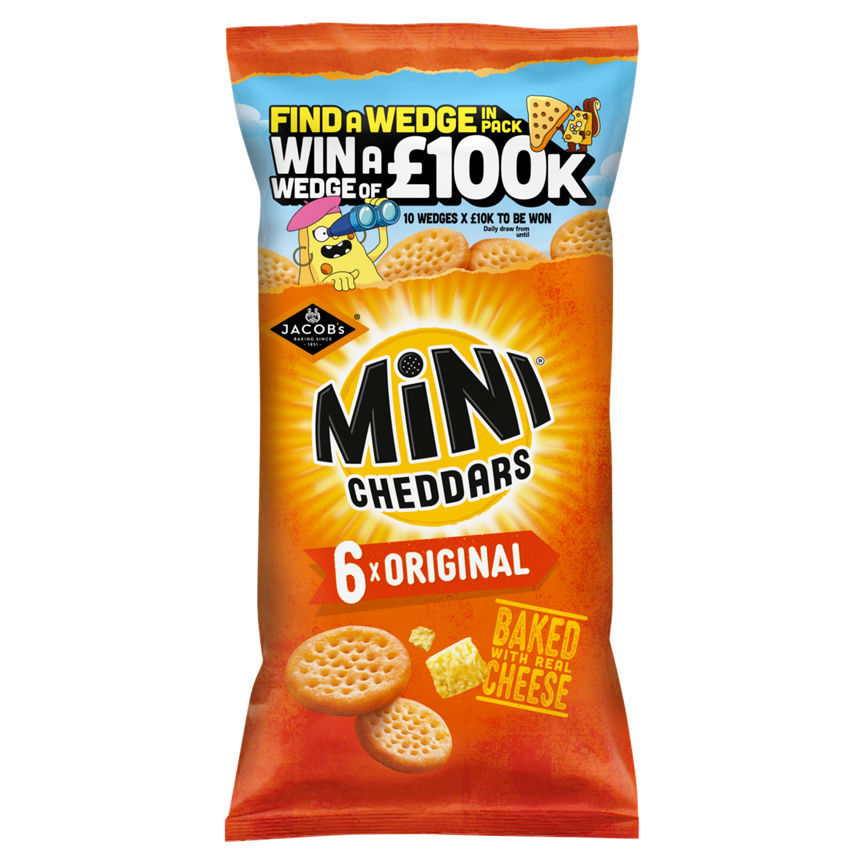 Jacob's Mini Cheddars Original Baked Snacks Multipack 6x23g