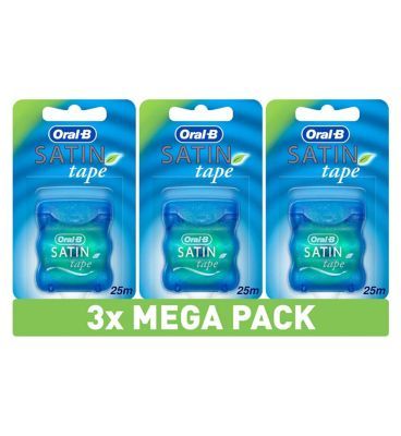 Oral-B satin tape dental floss mint x3