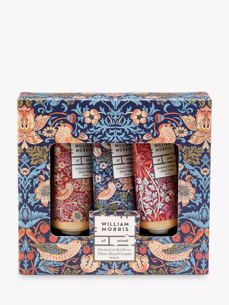 William Morris At Home Strawberry Thief Patchouli & Red Berry Hand Creams, Set of 3, 30ml