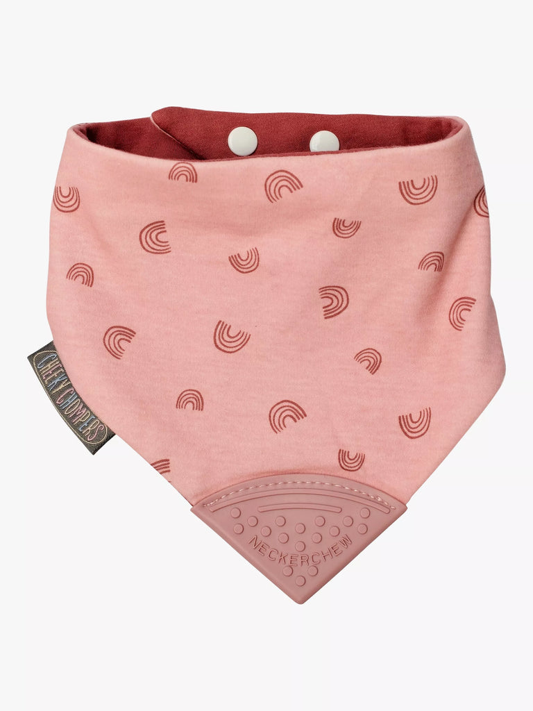 Cheeky Chompers Neckerchew Baby Teething Dribble Bib, Rainbow Rose