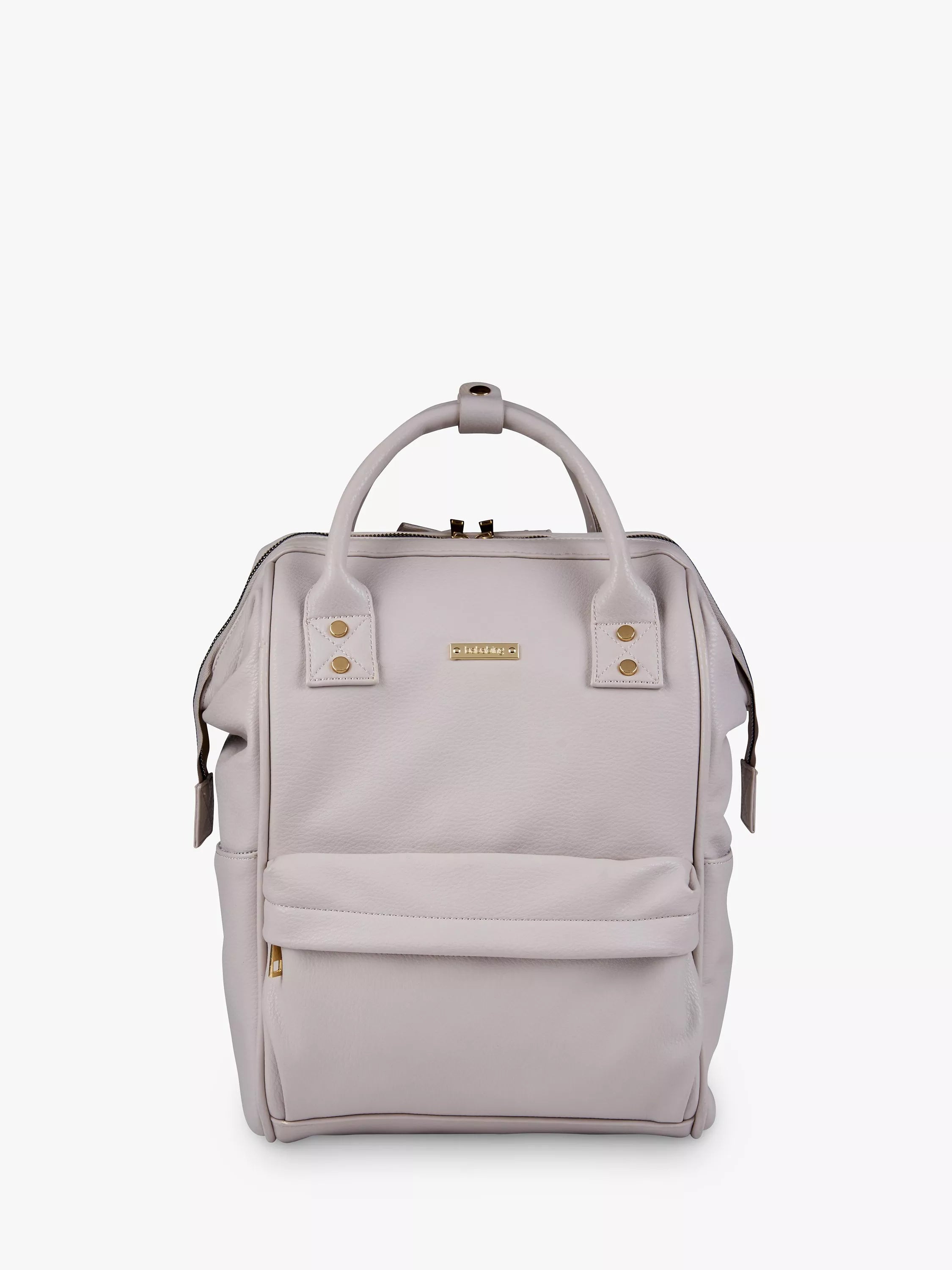 BabaBing! Mani Vegan Leather Changing Backpack, Grey Blush - McGrocer