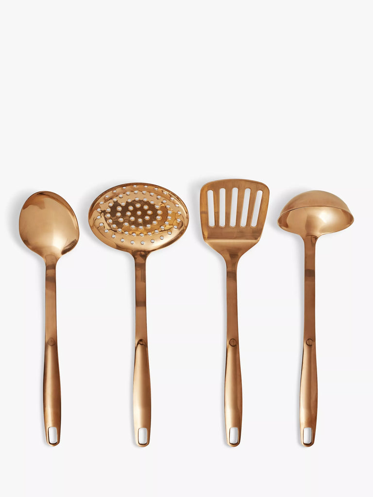 John Lewis Stainless Steel Kitchen Utensils, Set of 4, Copper