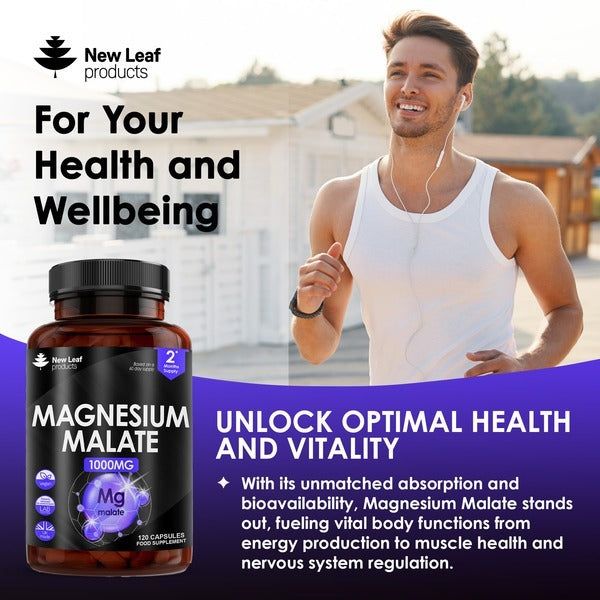 New Leaf Magnesium Malate 120 High Strength Capsules 1000mg GOODS Superdrug   