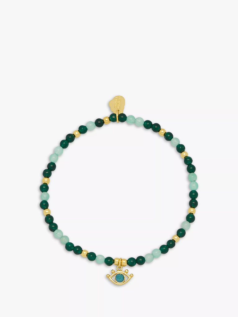 Estella Bartlett Beaded Eye Charm Bracelet, Gold/Jade