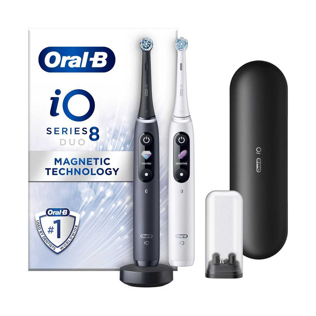 Oral-B iO8™ Electric Toothbrush White Alabaster & Black Onyx Duo Pack