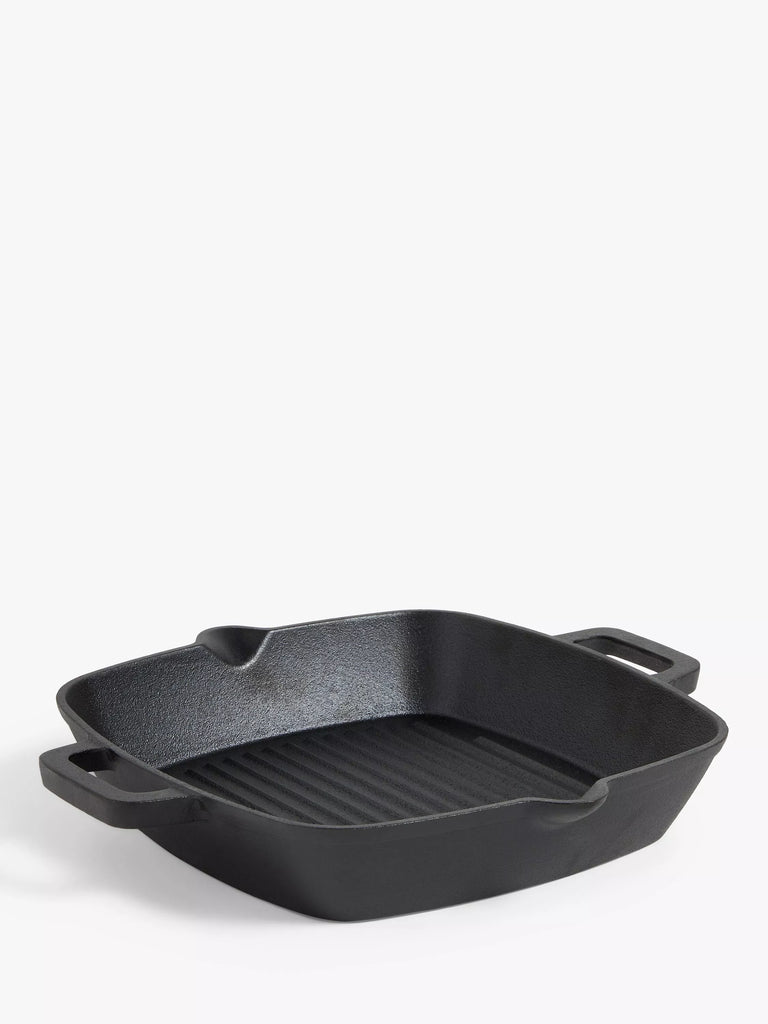 John Lewis Cast Iron Square Grill, 26cm