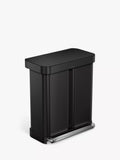 simplehuman Rectangular Pedal Bin with Liner Pocket, Matte Black, 58L