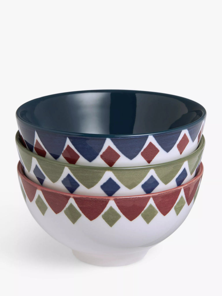 John Lewis Lisbon Fine China Dip Bowl, Set of 3, 11.6cm, Multi