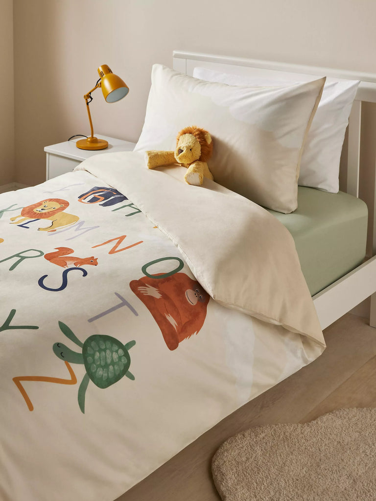 John Lewis Kids' World Maps Alphabet Animals Pure Cotton Duvet Cover & Pillowcase Set