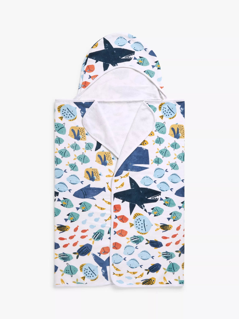 John Lewis Kids' Under the Sea Cotton Hooded Towel, Multi