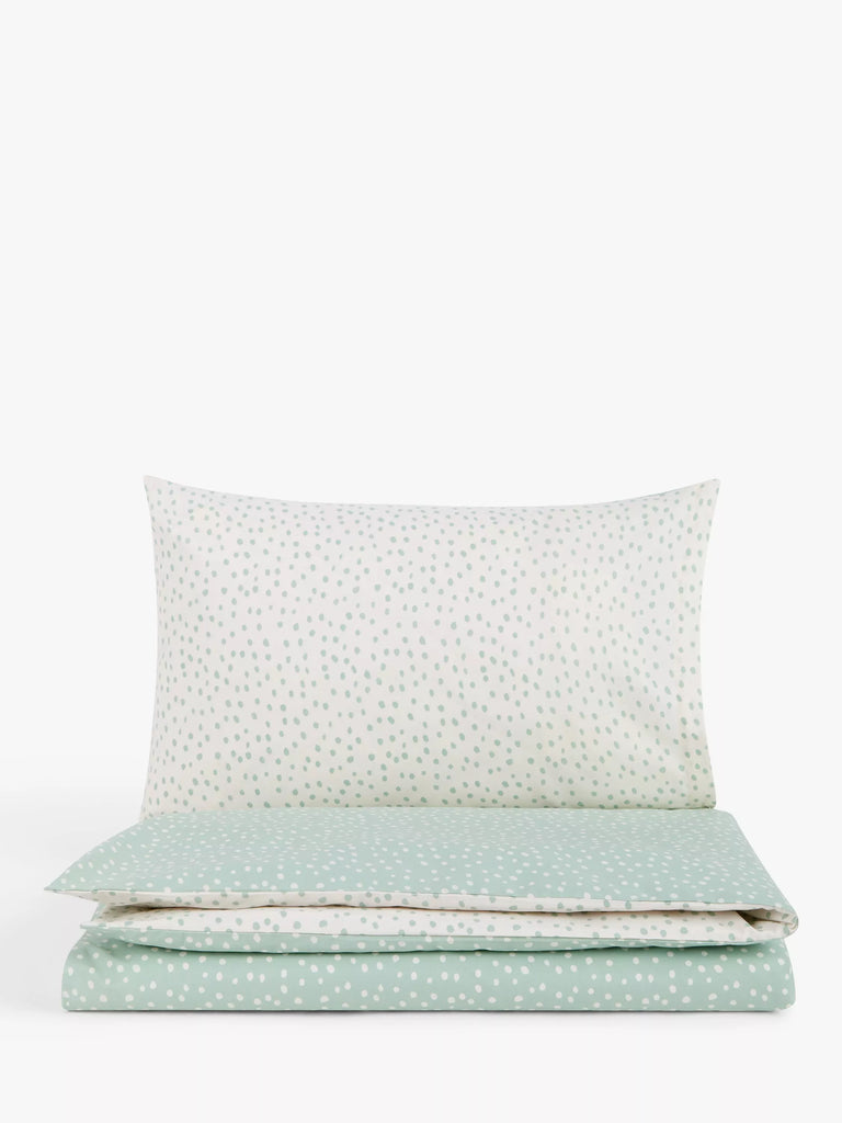 John Lewis ANYDAY Spots Reversible Toddler Pure Cotton Duvet Cover and Pillowcase Set