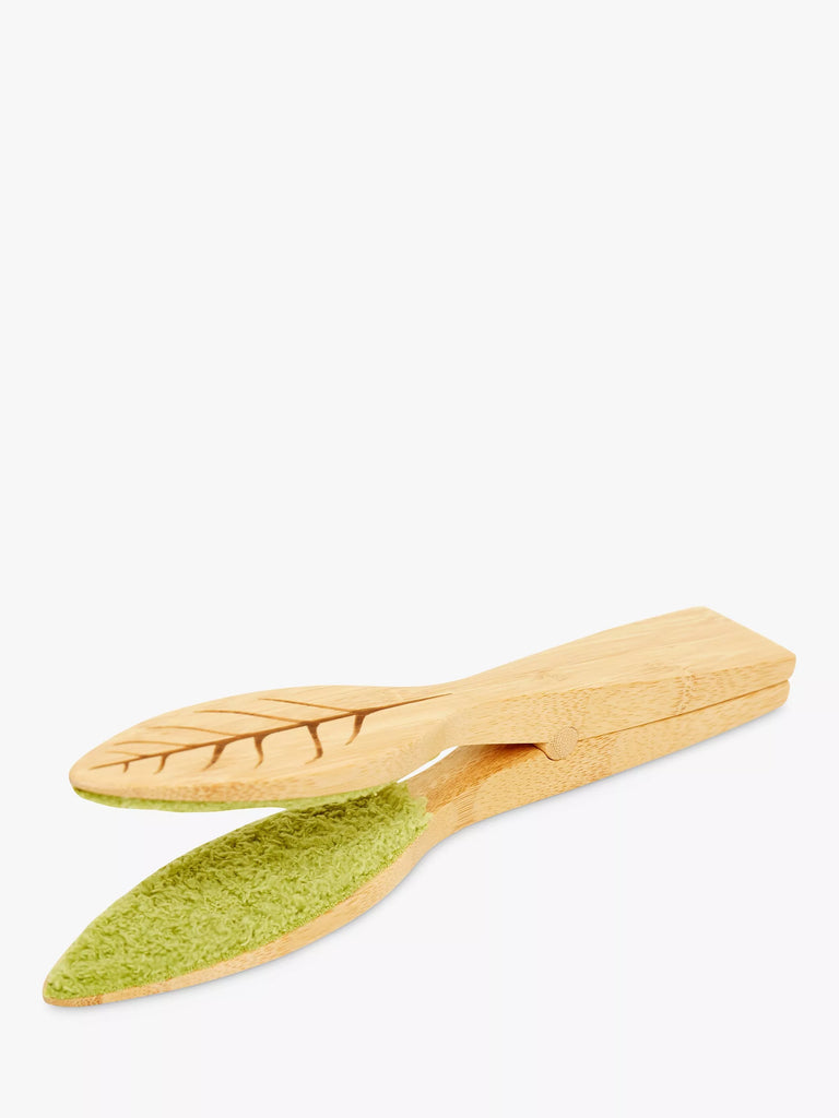 Kikkerland Bamboo Leaf Cleaning Tongs, Neutral