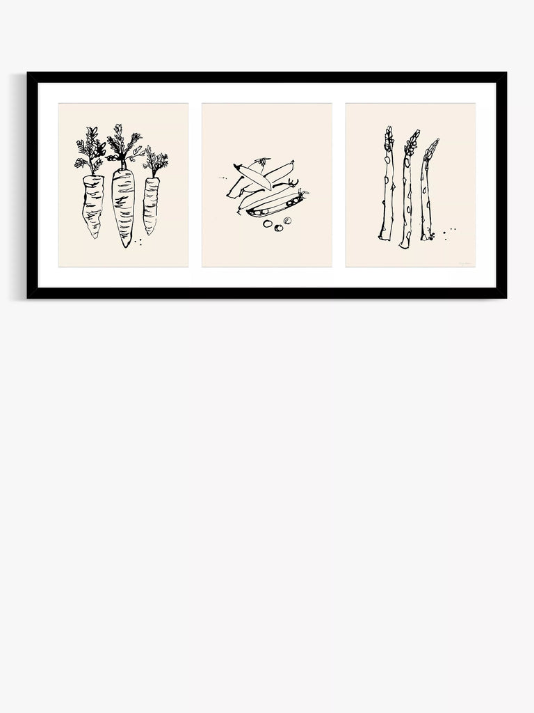 John Lewis Lucy Deaner 'Garden Trio' Framed Print, 48.5 x 103.5cm, Black