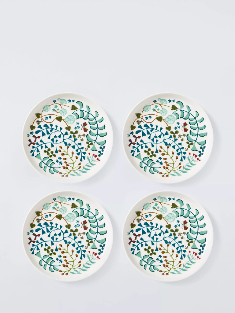 John Lewis Ulla Floral Fine Cake Plate, 16.7cm, Set of 4