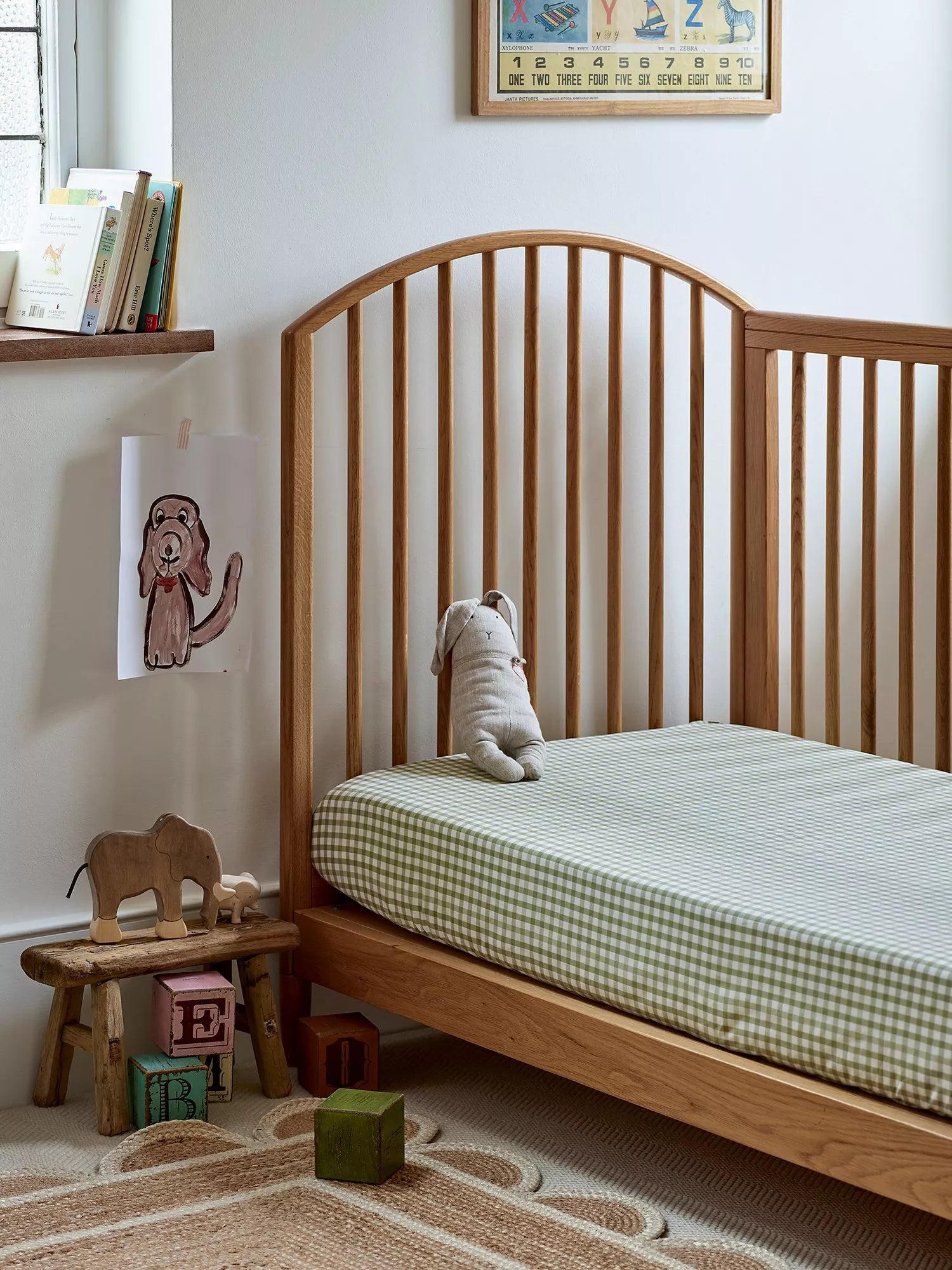 Piglet in Bed Kids Gingham Cotton Fitted Baby Sheet - McGrocer