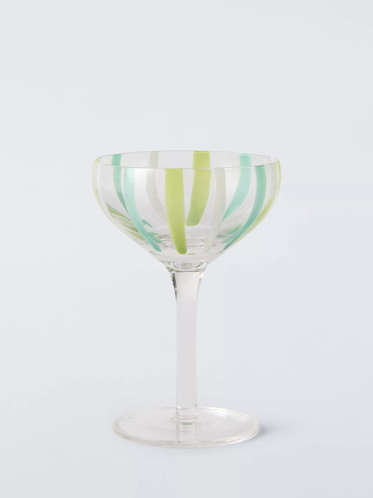 John Lewis Candy Stripe Cocktail Glass, 160ml, Green