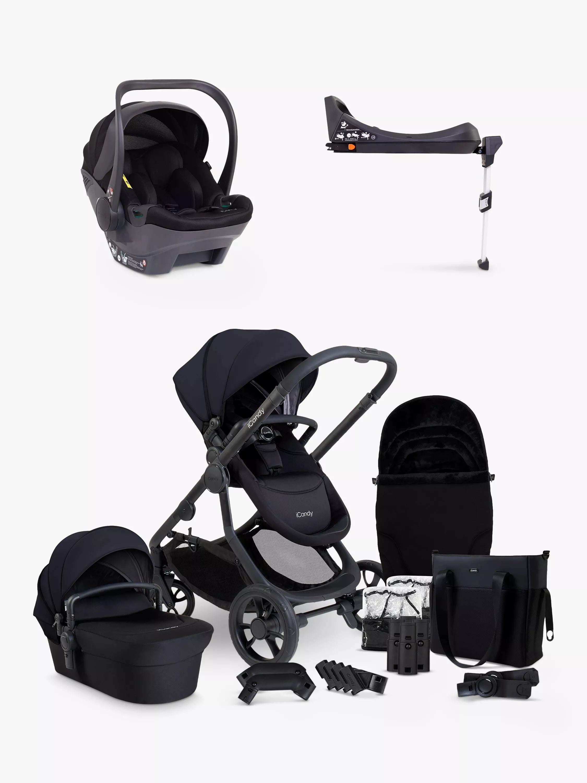 iCandy Orange 4 Pushchair, Carrycot & Accessories with Cocoon Car Seat and Base Travel Bundle - McGrocer