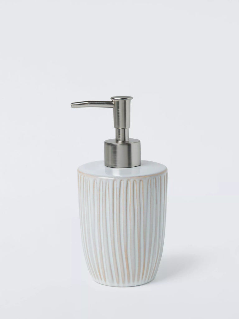 John Lewis React Glaze Ribbed Soap Dispenser, Grey