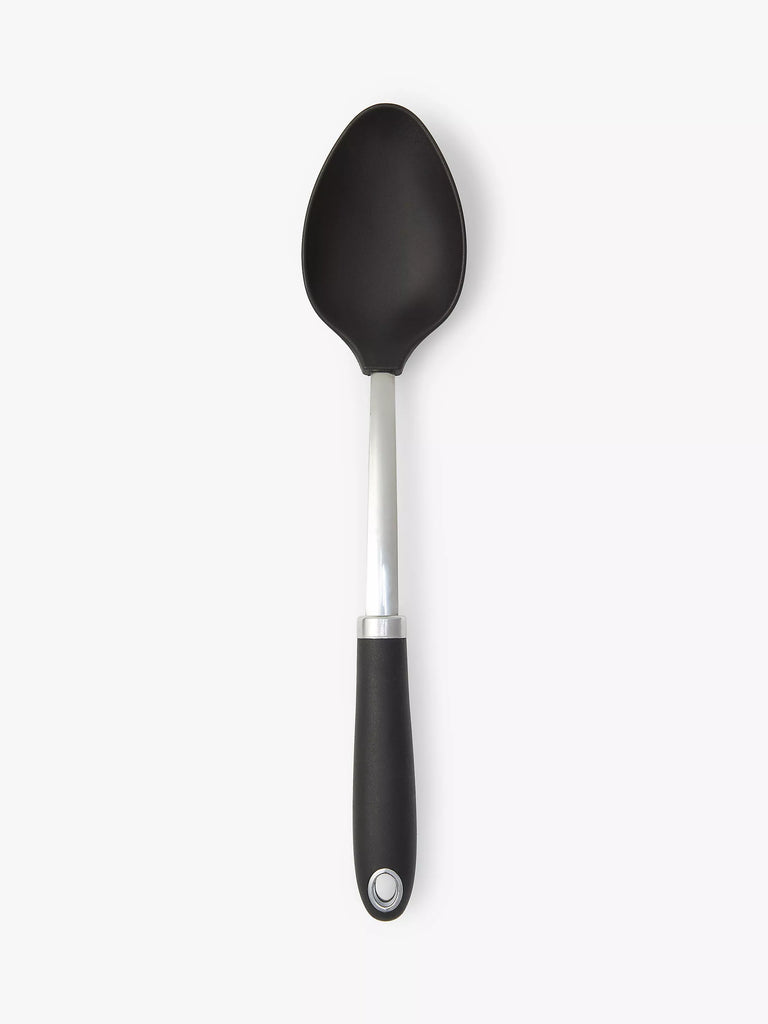 John Lewis Soft Grip Handle Nylon Solid Spoon, Silver/Black