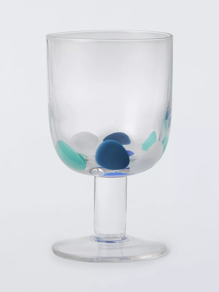 John Lewis Confetti Smudge Short Stem Wine Glass, 230ml, Blue