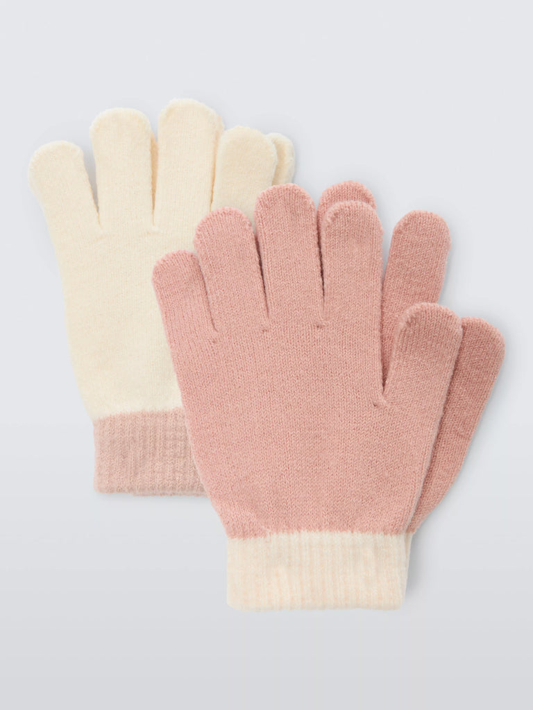 John Lewis ANYDAY Kids' Knitted Gloves, Pack of 2, Pink