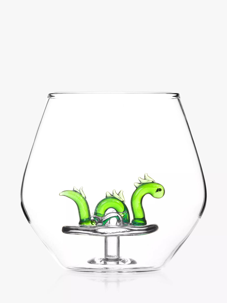 Bar Bespoke Loch Ness Monster in a Glass Tumbler, 400ml, Clear