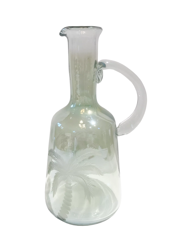 Culinary Concepts Palm Etched Glass Pitcher, 1L, Green