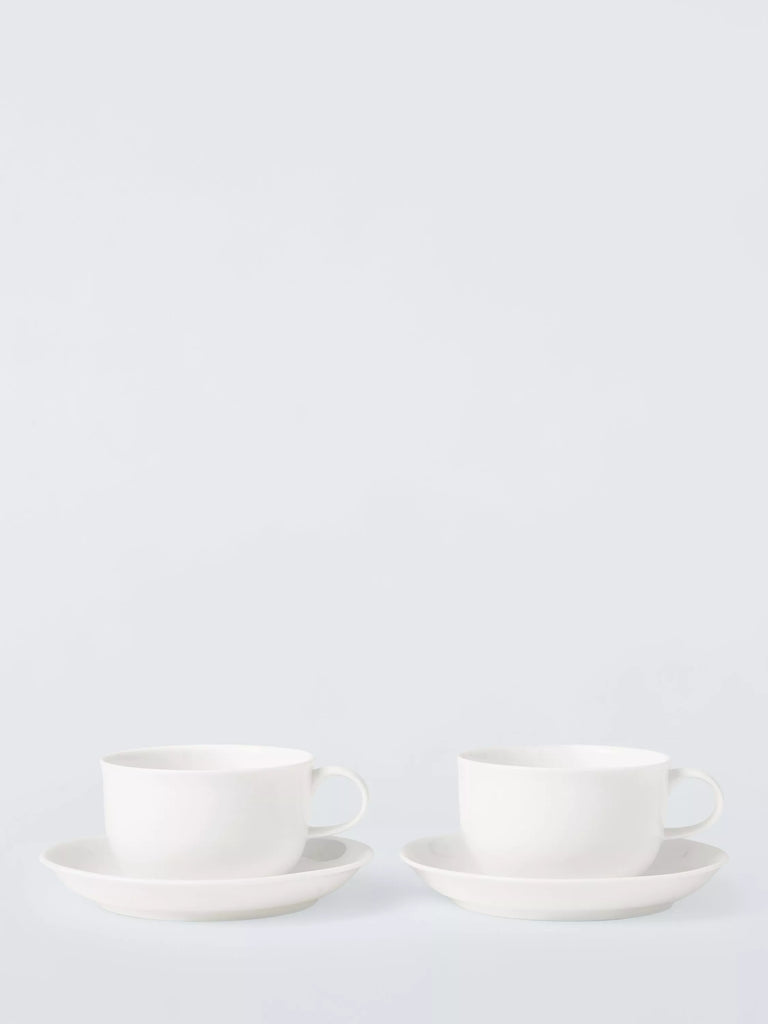 John Lewis + Queensberry Hunt Cupola Bone China Cup & Saucer, Set of 2, 280ml, White