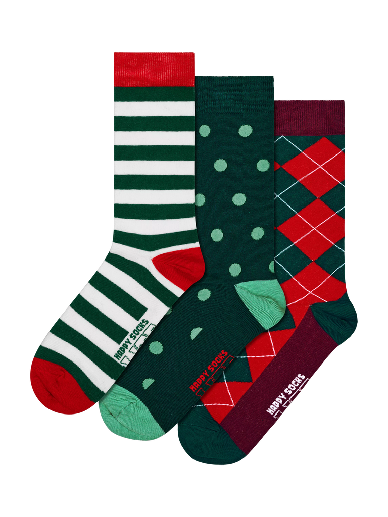 Happy Socks Lite Argyle Socks, Pack of 3, Multi