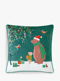 Sara Miller Woodland Tales Christmas Cushion, Bear and Robin