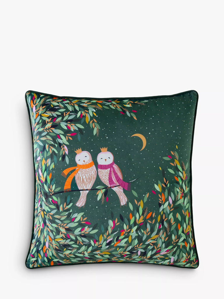 Sara Miller Woodland Tales Christmas Cushion, Owls