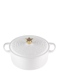 Le Creuset Cast Iron Noel Round Casserole, 24cm, White