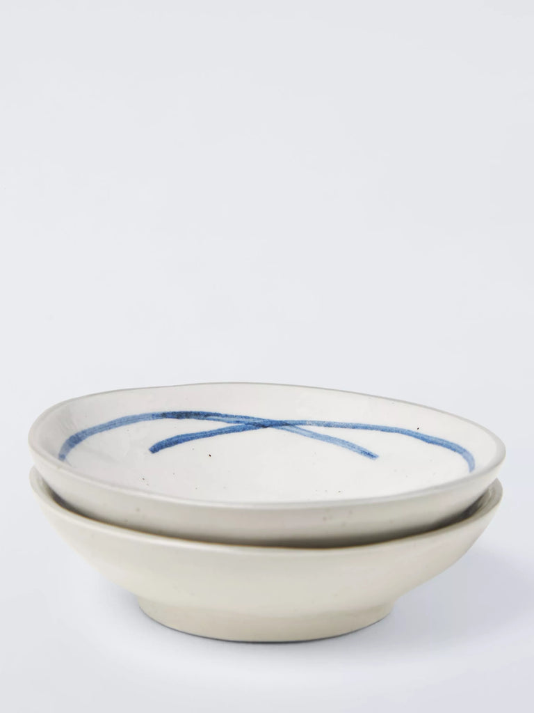 John Lewis Hand Painted Cross Stoneware Dip Bowls, Set of 2, 9.8cm, Blue/Multi