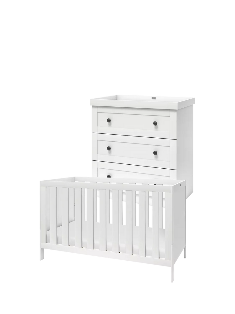 Silver Cross Bromley Cotbed and 3 Drawer Dresser Set, White