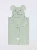 John Lewis Baby Elephant Hooded Towel, Green