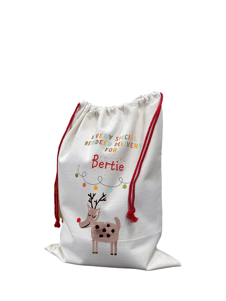 Solesmith Christmas Reindeer Personalised Toy Sack, Multi