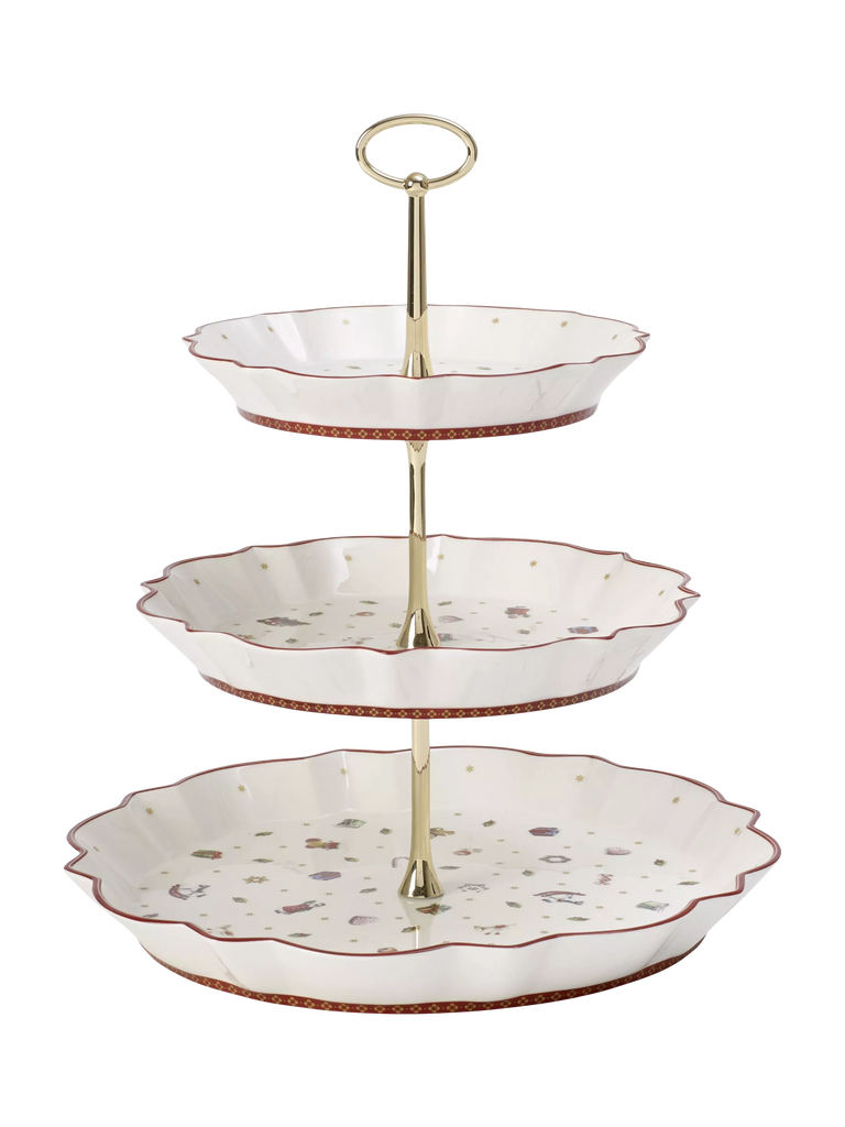 Villeroy & Boch Toy's Delight Porcelain 3 Tier Cake Stand, 30cm, White/Multi